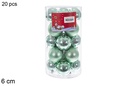 Pack 20 bolas verde menta brillo/mate cilindro 6 cm