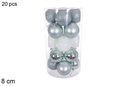 Pack 20 bolas verde menta/blanca brillo/mate/purpurina cilindro 6 cm
