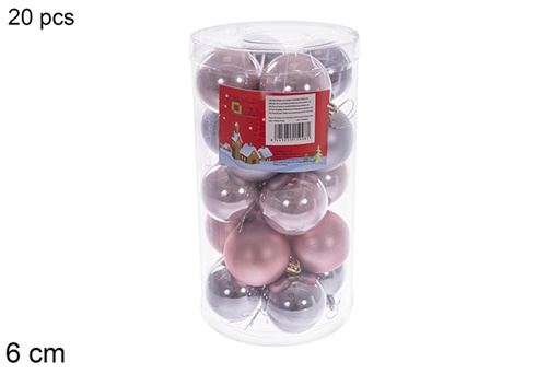 [116352] Pack 20 palline cilindriche oro rosa/grigio lucido/opaco 6 cm