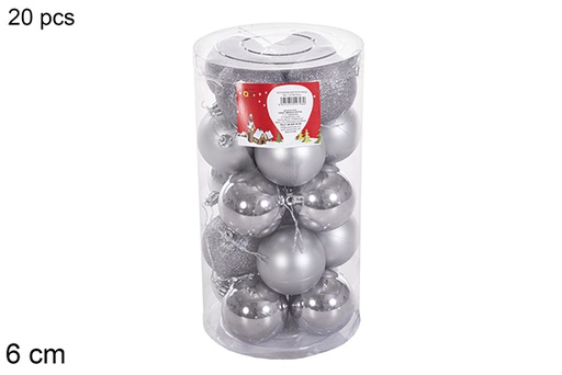 [116353] 20 bolas gris brillo/mate cilindro 6 cm