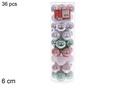 Pack 36 bolas oro rosa/plata/verde menta/blanca brillo/mate  cilindro 6 cm