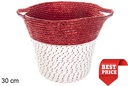 Cotton rope basket with red paper and handles 30 cm