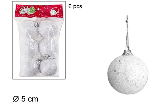[017224] Pack 6 bolas blancas Navidad 5 cm