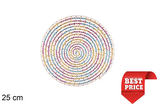 [116547] White/multicolor cotton placemat 25 cm