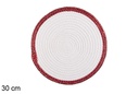 Salvamantel de algodón blanco borde rojo 30 cm