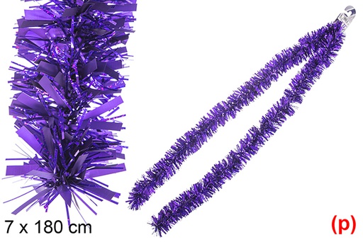[116709] Guirlande de Noël large violet mate hologramme 180x7 cm