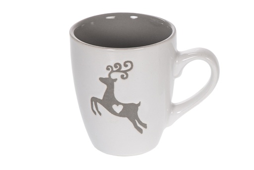 [116712] Caneca de café de cerâmica decorada com renas cores sortidas