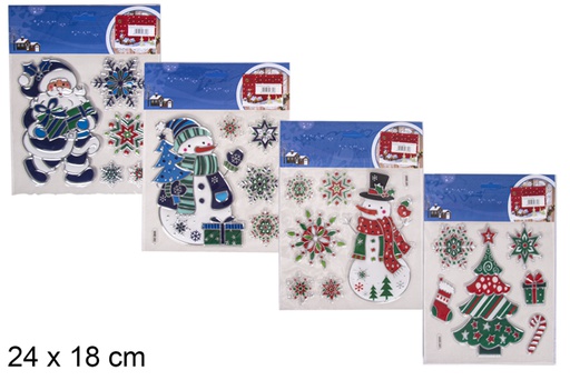 [116731] Adhesivos muñeco de nieve bufanda verde para decorar ventana 24x18 cm