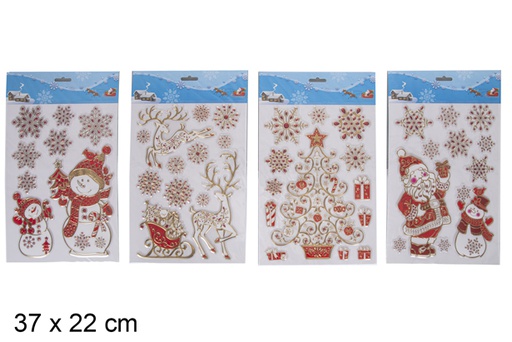 [116741] Adhesivos árbol Navidad dorado decorar ventana 37x22 cm