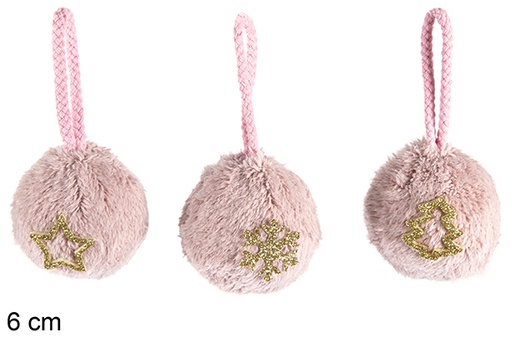 [116864] Ciondolo palla di Natale rosa decorato assortito 6 cm
