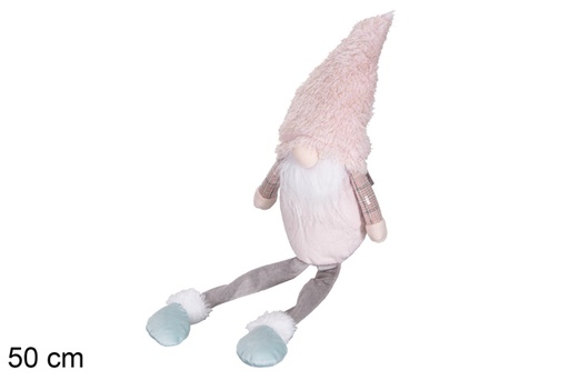 [116907] Pink/blue Christmas gnome with dangling legs 50 cm