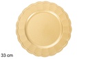Bajo plato decorativo puntos oro brillo 33 cm  
