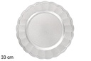 Bajo plato decorativo puntos plata brillo 33 cm
