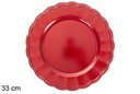Bajo plata decorativo puntos rojo brillo 33 cm 