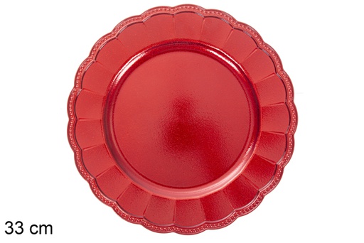 [116929] Sous assiette décorative pois rouges 33 cm 