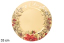 Bajo plato decorado flor Pascua oro brillo 33 cm