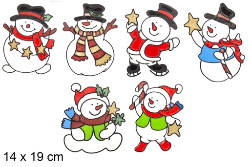 [116950] Adhesive gel snowman decorate window assorted model 14x19 cm