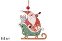 Wooden pendant Santa Claus with sleigh 8.5 cm