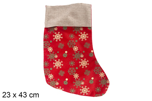 [117049] Cream/gold sock decorated with snowflake 23x43 cm
