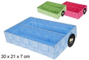 Nylon basket with 2 dividers in assorted colors 30x21 cm
