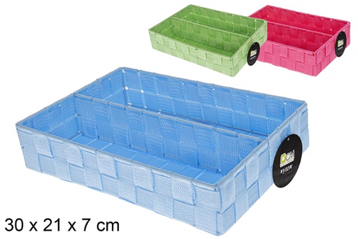 [117091] Nylon basket with 2 dividers in assorted colors 30x21 cm