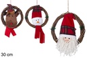 Corona madera Navidad con muñeco 30 cm