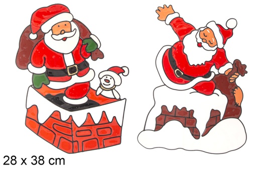 [117165] Santa Claus gel adhesive above fireplace decorate window assorted model 28x38 cm