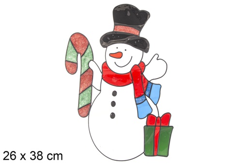 [117172] Adhesivo gel muñeco de nieve decorar ventana 26x38 cm