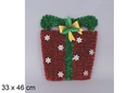 Pacote de presente de Natal com enfeites vermelhos decorados com azevinho 33x46 cm