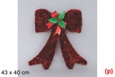 Laço de Natal enfeite vermelho decorado com azevinho 43x40 cm
