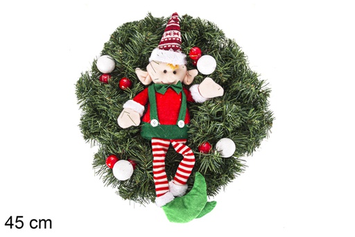 [117242] Coroa decorada com duende 2 modelos 45 cm