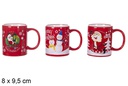 Taza cerámica roja diseño Navidad 9,5x8 cm