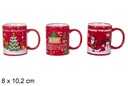 Taza cerámica roja diseño Navidad 10,5x8 cm