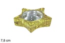 Portavela cristal estrella Navidad oro 7,8 cm