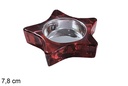 Portavela cristal estrella Navidad roja 7,8 cm