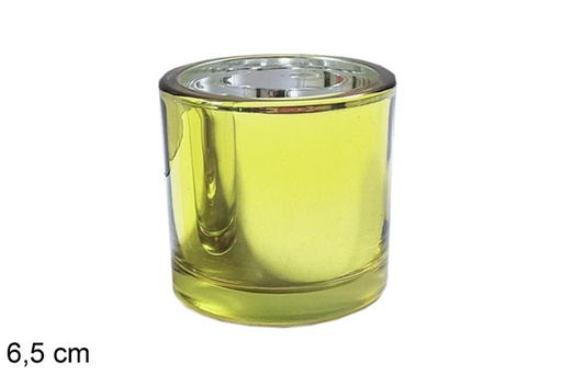 [117282] Bougeoir de Noël rond en verre doré 6,5cm