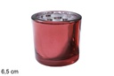 Portacandele natalizio rotondo in vetro rosso 6,5 cm