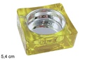 Portavela cristal cuadrada Navidad oro 5,4 cm