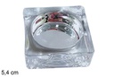 Portavela cristal cuadrada Navidad plata 5,4 cm