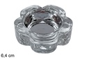 Portavela cristal flor Navidad plata 6,4 cm