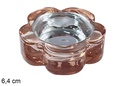 Portavela cristal flor Navidad oro rosa 6,4 cm