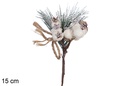 Pick Navidad con granadas blanco 15 cm