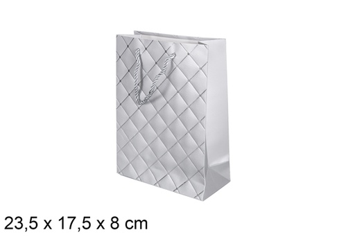 [117357] Sacchetto regalo natalizio argento 23,5x17,5 cm