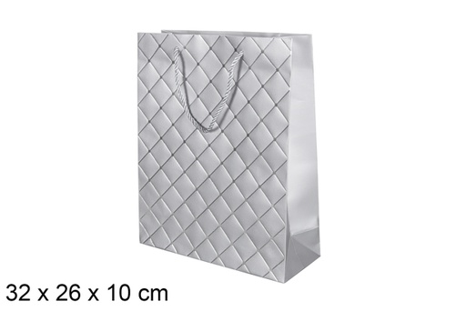 [117359] Silver Christmas gift bag 32x26 cm