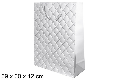 [117362] Silver Christmas gift bag 39x30 cm