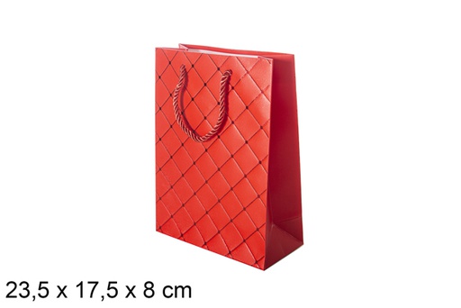 [117363] Sacchetto regalo natalizio rosso 23,5x17,5x8cm