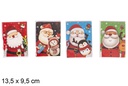 Pack 4 tarjetas de postales Papa Noel 3D surtida 13,5x9,5 cm