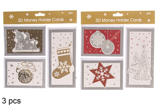 [117406] Pack 3 cartoline natalizie decorate assortite
