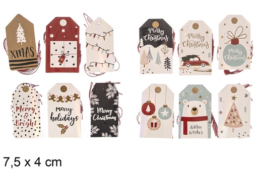 [117407] Pack 24 etiquetas de regalo decoración navideño surtida 7,5x4 cm