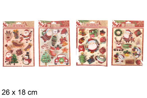 [117421] Stikers 3D decoración Navidad surtido 26x18 cm